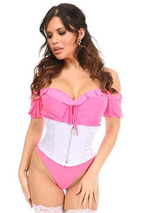 Daisy Corsets Plus Size Satin Steel Boned Mini Cincher in White  from SexyShoes.com