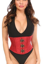 Top Drawer Wine Brocade Steel Boned Mini Cincher w/Clasps