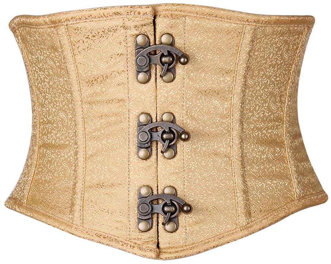 Daisy Corsets Top Drawer Gold Brocade Steel Boned Mini Cincher w/Clasps in Gold  from SexyShoes.com