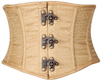 Daisy Corsets Top Drawer Gold Brocade Steel Boned Mini Cincher w/Clasps in Gold  from SexyShoes.com