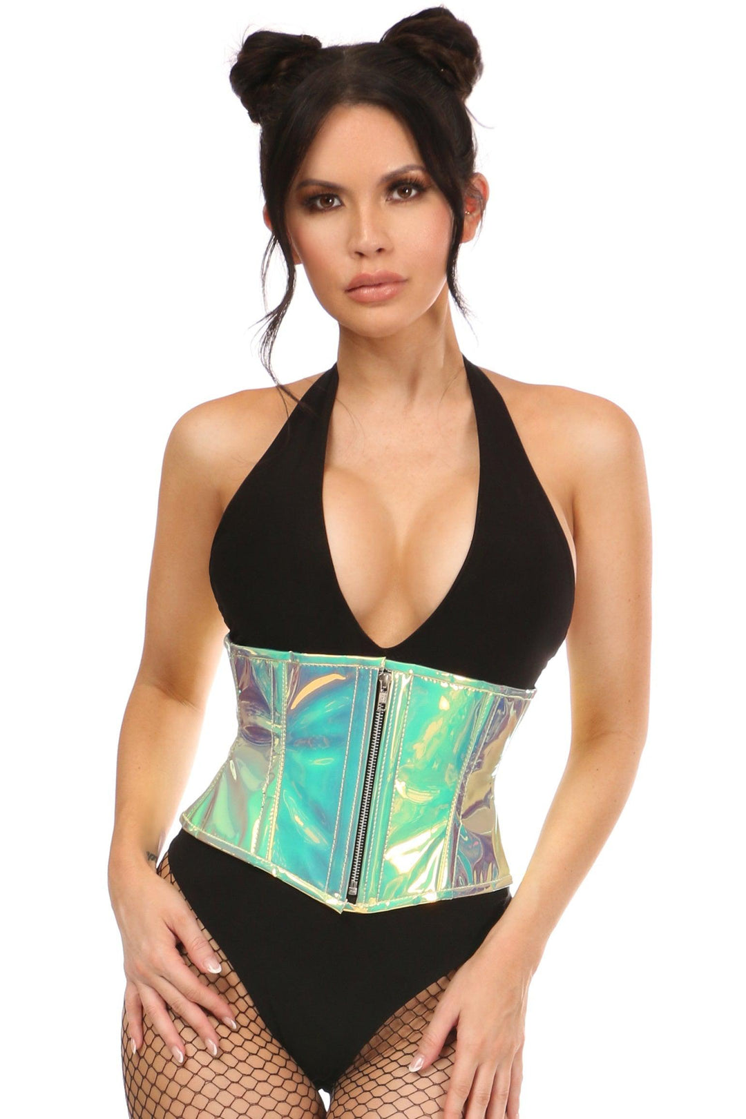 Daisy Corsets Plus Size Steel Boned Mini Cincher in Green  from SexyShoes.com