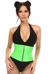Daisy Corsets Plus Size Patent Steel Boned Mini Cincher in Green  from SexyShoes.com