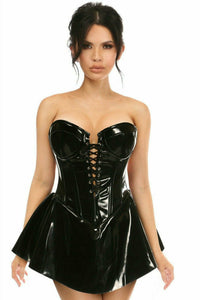 Daisy Corsets Top Drawer Black Patent Steel Boned Corseted Dress in Black  from SexyShoes.com