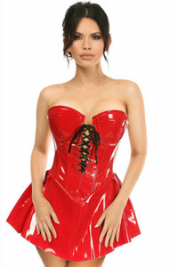Daisy Corsets Top Drawer Red Patent Steel Boned Corseted Dress in Red  from SexyShoes.com