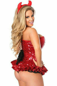 Daisy Corsets Top Drawer Premium Sequin Devil Corset Dress Costume in Red 