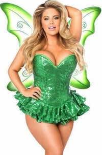 Daisy Corsets Top Drawer Premium Sequin Green Fairy Corset Dress Costume in Green  from SexyShoes.com