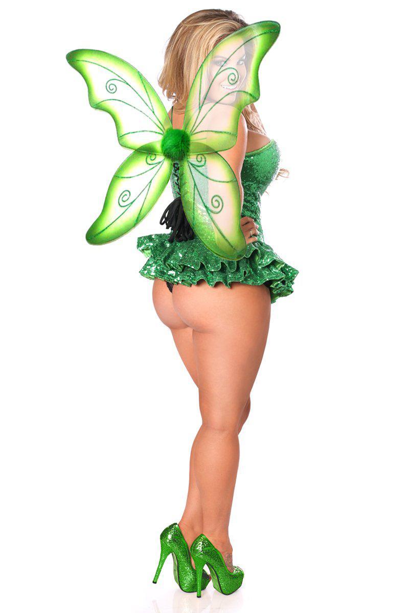 Top Drawer Premium Sequin Green Fairy Corset Dress Costume