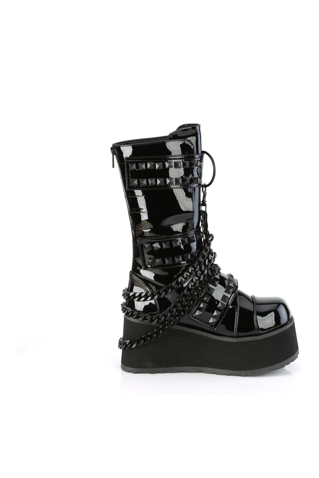 TRASHVILLE-138 Black Patent Knee Boot-Knee Boots-Demonia-SEXYSHOES.COM