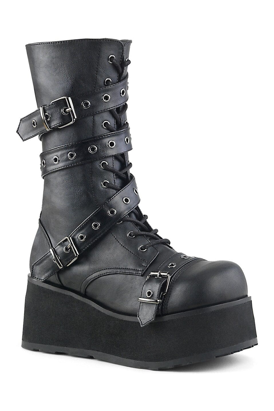 Demonia TRASHVILLE-205 Black Vegan Leather Knee Boot in Black Vegan Leather from SexyShoes.com