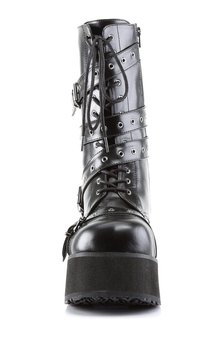 Demonia TRASHVILLE-205 Black Vegan Leather Knee Boot in Black Vegan Leather