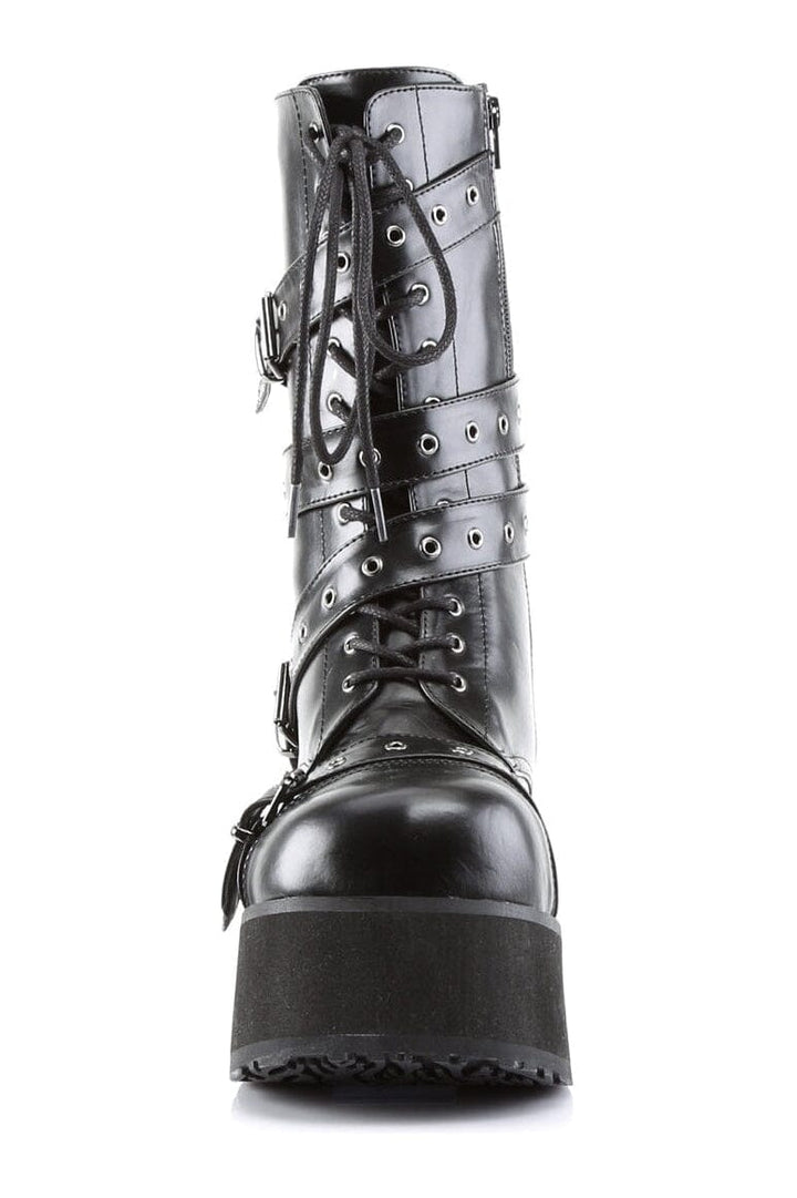 TRASHVILLE-205 Black Vegan Leather Knee Boot