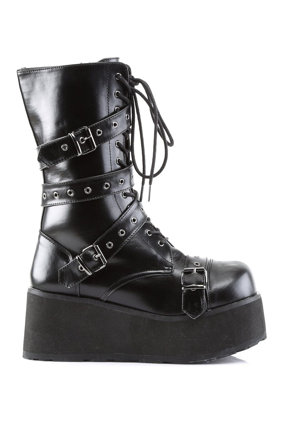 TRASHVILLE-205 Black Vegan Leather Knee Boot-Knee Boots-Demonia-SEXYSHOES.COM