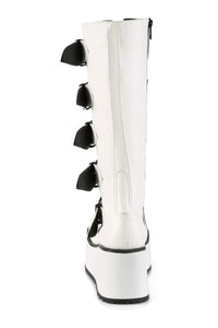 Demonia TRASHVILLE-518 White Vegan Leather Knee Boot in White Vegan Leather