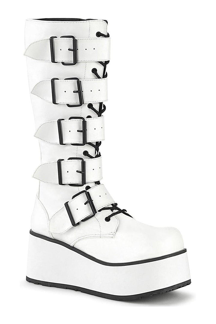 TRASHVILLE-518 White Vegan Leather Knee Boot-Knee Boots-Demonia-White-10-Vegan Leather-SEXYSHOES.COM