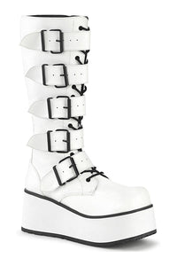 Demonia TRASHVILLE-518 White Vegan Leather Knee Boot in White Vegan Leather from SexyShoes.com