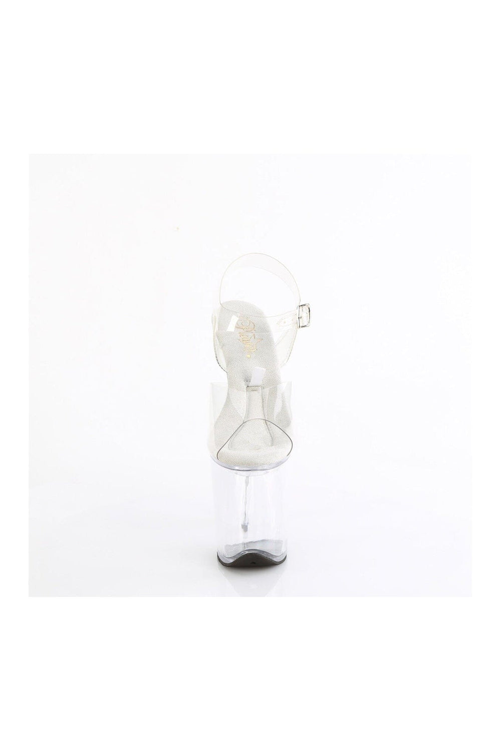 Pleaser TREASURE-808FLA Clear Vinyl Sandal in Clear Vinyl
