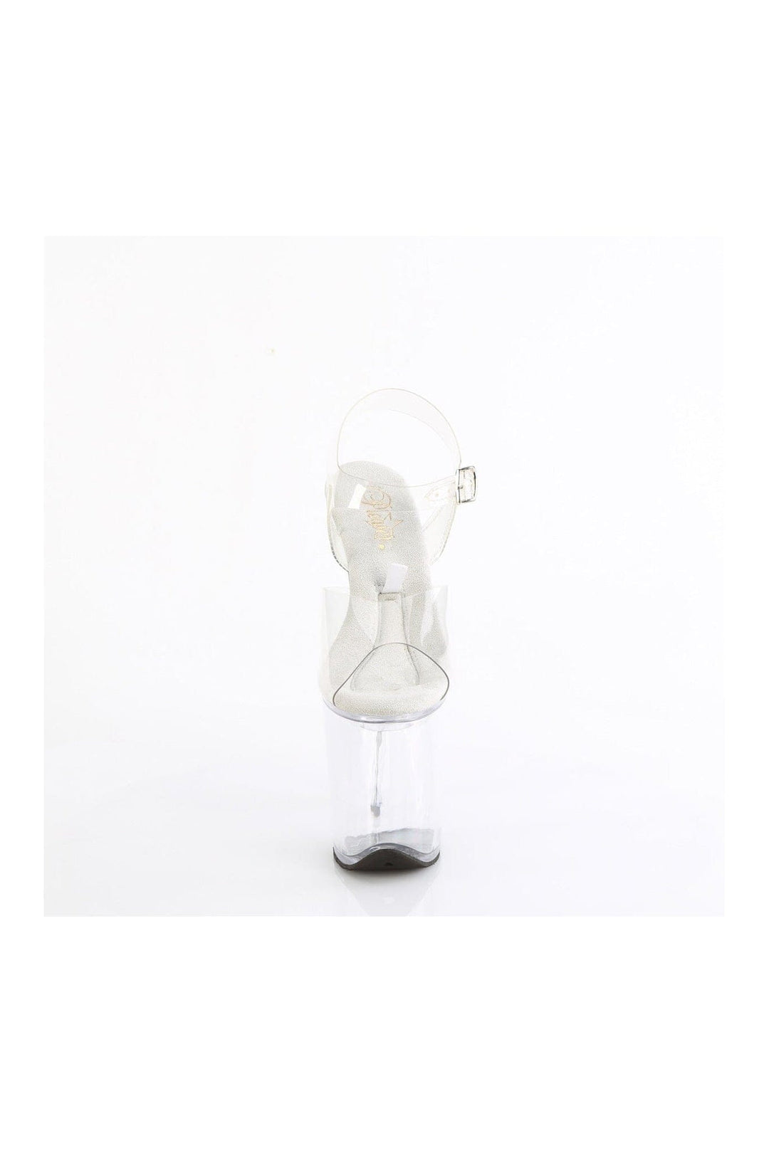 Pleaser TREASURE-808FLA Clear Vinyl Sandal in Clear Vinyl
