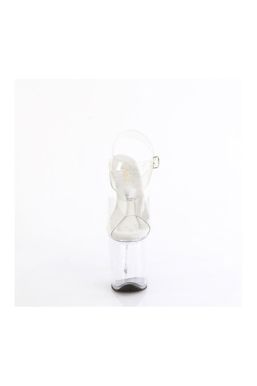 Pleaser TREASURE-808FLA Clear Vinyl Sandal in Clear Vinyl