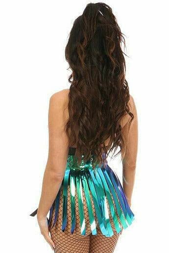 Teal/Blue Holo Fringe Skirt-Fringe Skirts-Daisy Corsets-SEXYSHOES.COM