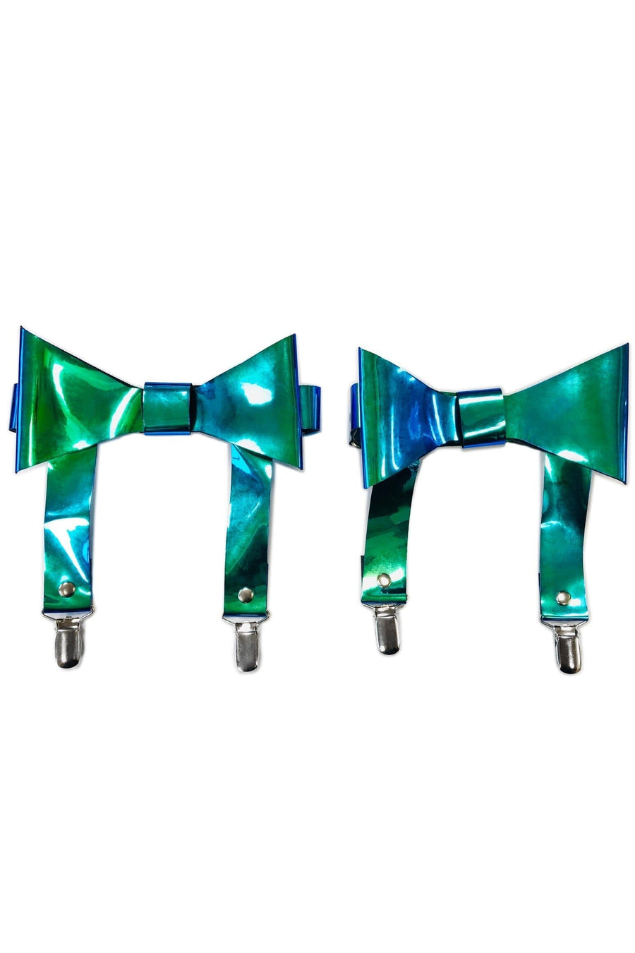 Daisy Corsets Teal/Blue Holo Garters (Set Of 2) in Blue  from SexyShoes.com