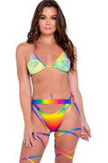 Tie-Dye Fishnet Bikini Tie-Top