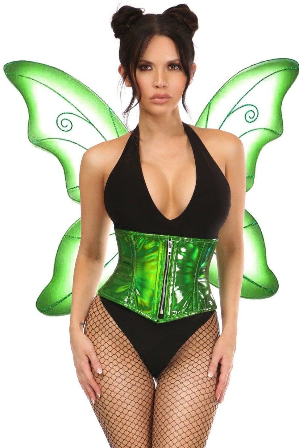 Daisy Corsets Top Drawer 2 PC Green Pixie Fairy Corset Costume in Green  from SexyShoes.com