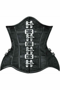 Daisy Corsets Top Drawer Black Brocade Steel Boned Underbust Corset w/Buckles in Black  from SexyShoes.com