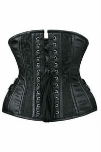 Daisy Corsets Top Drawer Black Brocade Steel Boned Underbust Corset w/Buckles in Black 