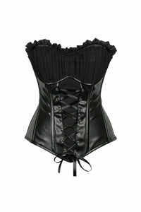 Daisy Corsets Top Drawer Black Faux Leather Lace Up Steel Boned Corset in Black  from SexyShoes.com