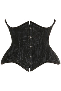 Daisy Corsets Top Drawer Black w/Black Lace Double Steel Boned Curvy Cut Waist Cincher Corset in Black  from SexyShoes.com