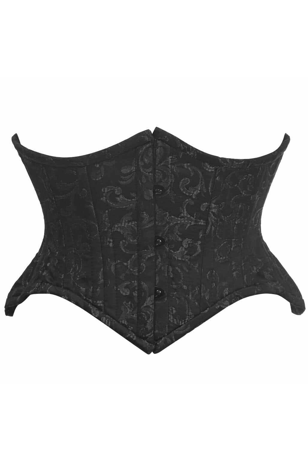 Daisy Corsets Top Drawer Black/Black Brocade Double Steel Boned Mini Cincher Corset in Black  from SexyShoes.com