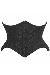Daisy Corsets Top Drawer Black/Black Brocade Double Steel Boned Mini Cincher Corset in Black  from SexyShoes.com