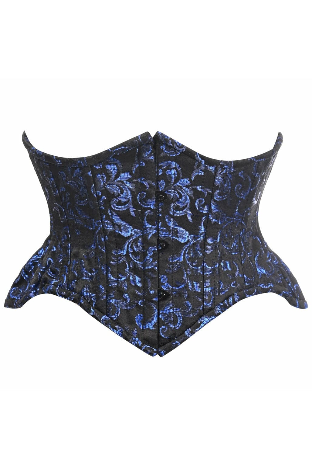 Top Drawer Black/Blue Brocade Double Steel Boned Mini Cincher Corset-Steel Boned Underbust-Daisy Corsets-SEXYSHOES.COM