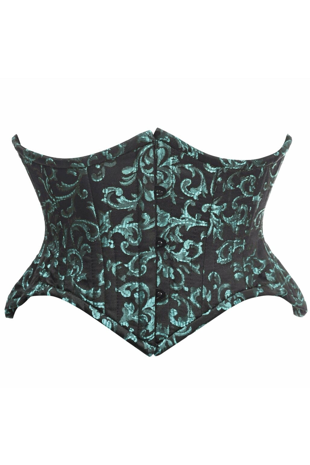 Daisy Corsets Top Drawer Black/Green Brocade Double Steel Boned Mini Cincher Corset in Black  from SexyShoes.com
