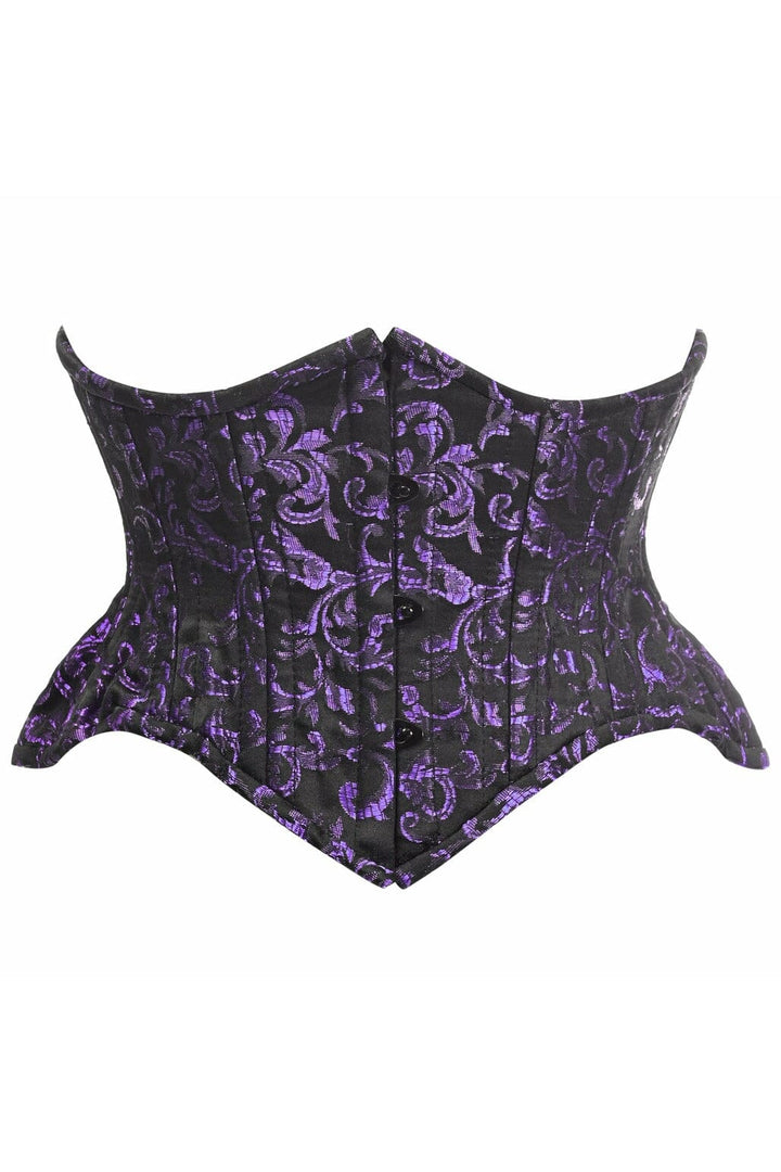 Top Drawer Black/Purple Brocade Double Steel Boned Mini Cincher Corset-Steel Boned Underbust-Daisy Corsets-SEXYSHOES.COM