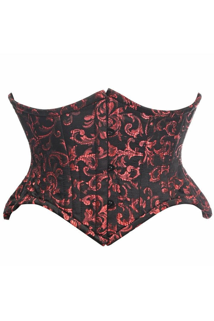 Top Drawer Black/Red Brocade Double Steel Boned Mini Cincher Corset-Steel Boned Underbust-Daisy Corsets-SEXYSHOES.COM