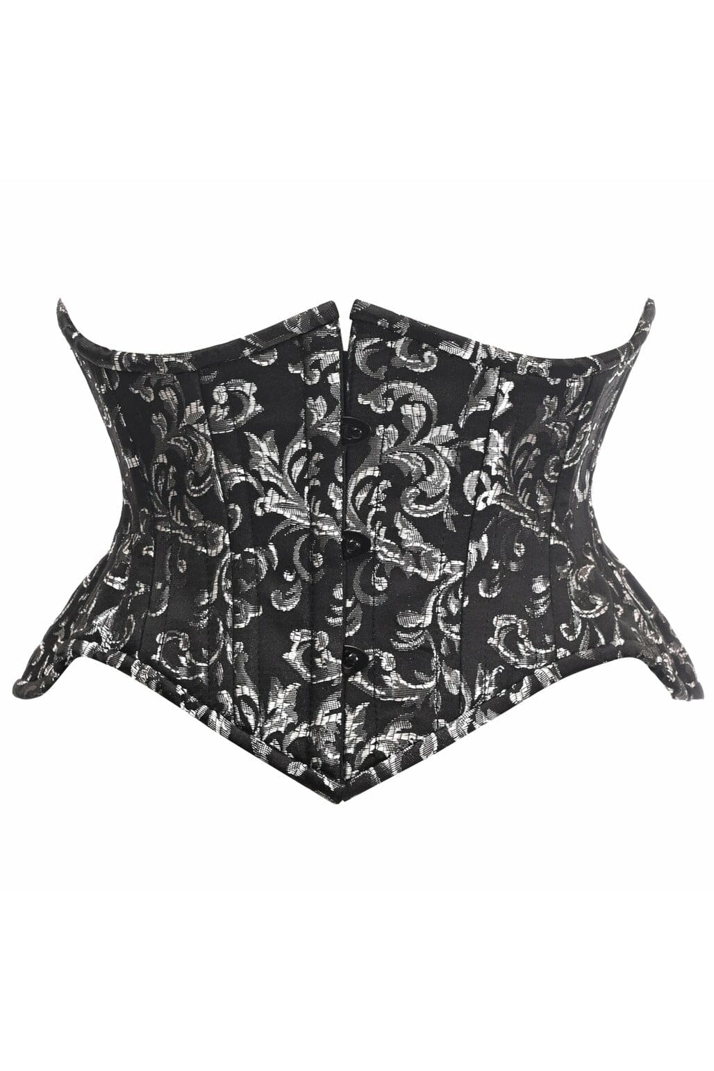 Daisy Corsets Top Drawer Black/Silver Brocade Double Steel Boned Mini Cincher Corset in Black  from SexyShoes.com