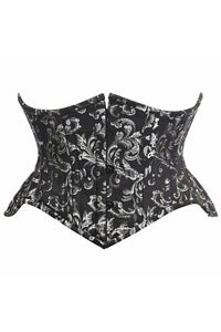 Daisy Corsets Top Drawer Black/Silver Brocade Double Steel Boned Mini Cincher Corset in Black  from SexyShoes.com