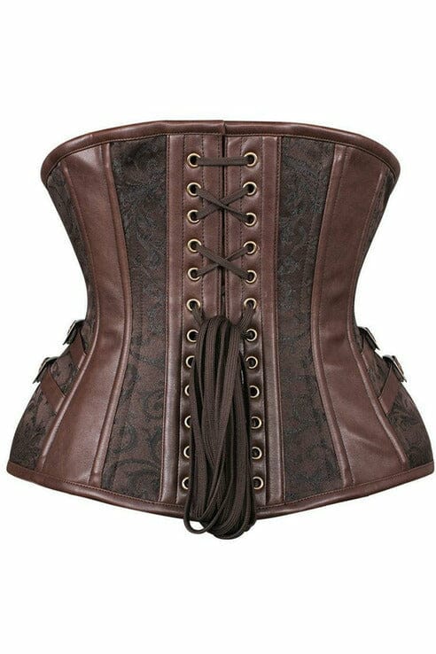 Daisy Corsets Top Drawer Brown Brocade Steampunk Steel Boned Underbust Corset in Brown 