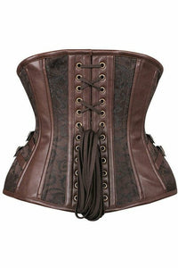 Daisy Corsets Top Drawer Brown Brocade Steampunk Steel Boned Underbust Corset in Brown 