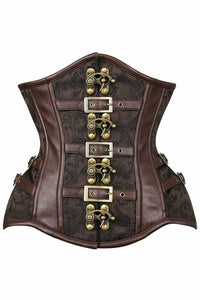 Daisy Corsets Top Drawer Brown Brocade Steampunk Steel Boned Underbust Corset in Brown  from SexyShoes.com