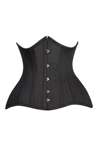 Daisy Corsets Top Drawer CURVY Black Cotton Double Steel Boned Underbust Waist Cincher Corset in Black  from SexyShoes.com