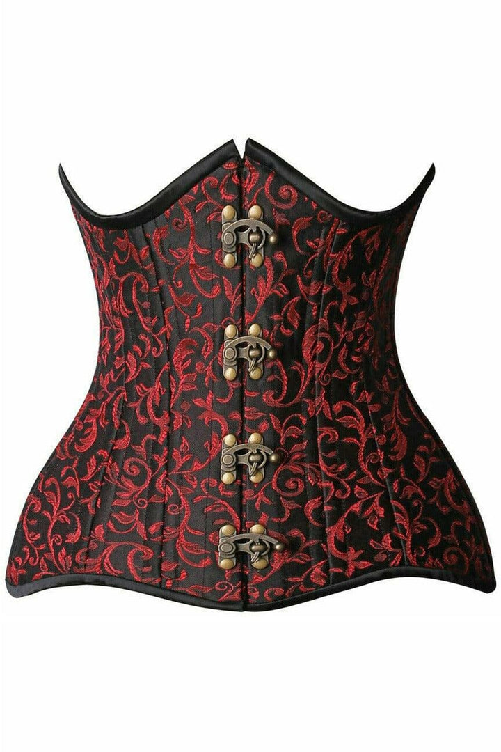 Top Drawer CURVY Brocade Double Steel Boned Under Bust Corset-Steel Boned Underbust-Daisy Corsets-Black-S-SEXYSHOES.COM
