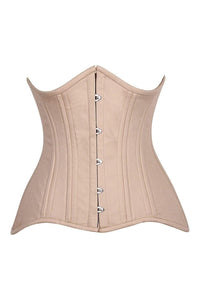 Daisy Corsets Top Drawer CURVY Nude Cotton Double Steel Boned Underbust Waist Cincher Corset in Nude  from SexyShoes.com