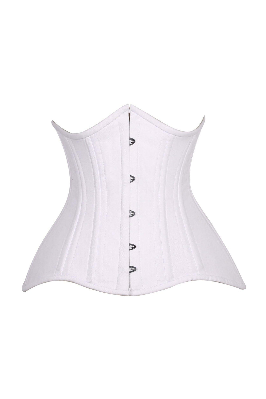 Daisy Corsets Top Drawer CURVY White Cotton Double Steel Boned Underbust Waist Cincher Corset in White  from SexyShoes.com