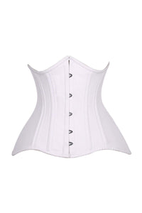 Daisy Corsets Top Drawer CURVY White Cotton Double Steel Boned Underbust Waist Cincher Corset in White  from SexyShoes.com