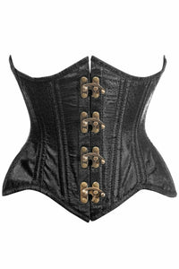 Daisy Corsets Top Drawer Double Steel Boned Black Brocade Curvy Underbust Corset in Black  from SexyShoes.com