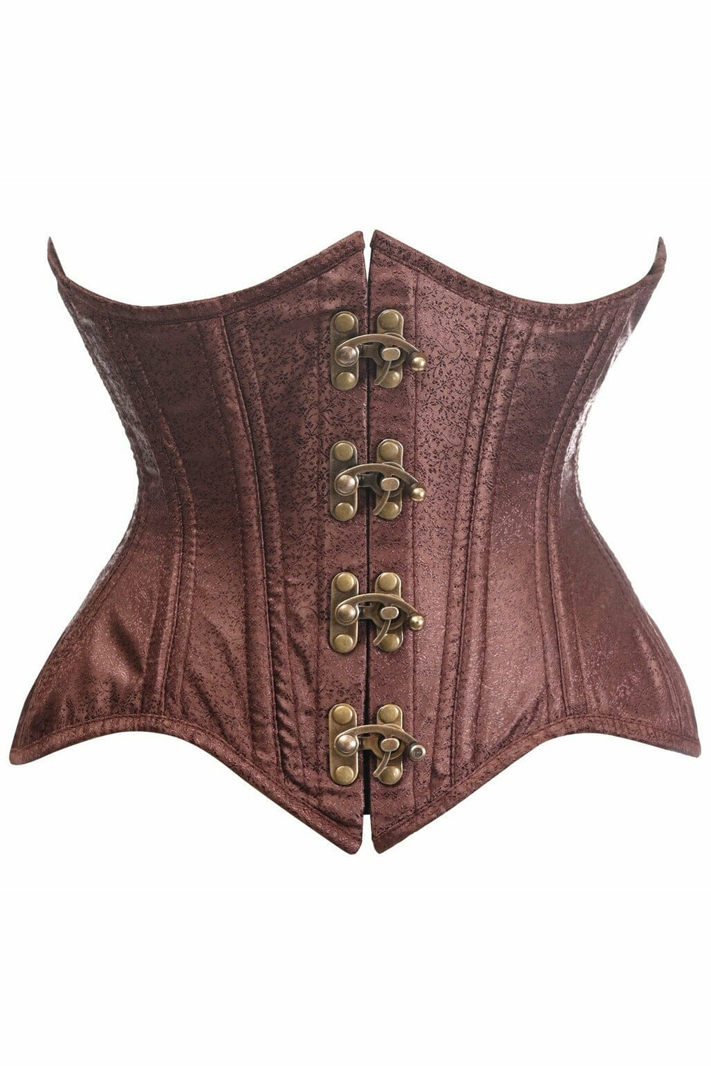 Daisy Corsets Top Drawer Double Steel Boned Brown Brocade Curvy Underbust Corset in Brown  from SexyShoes.com