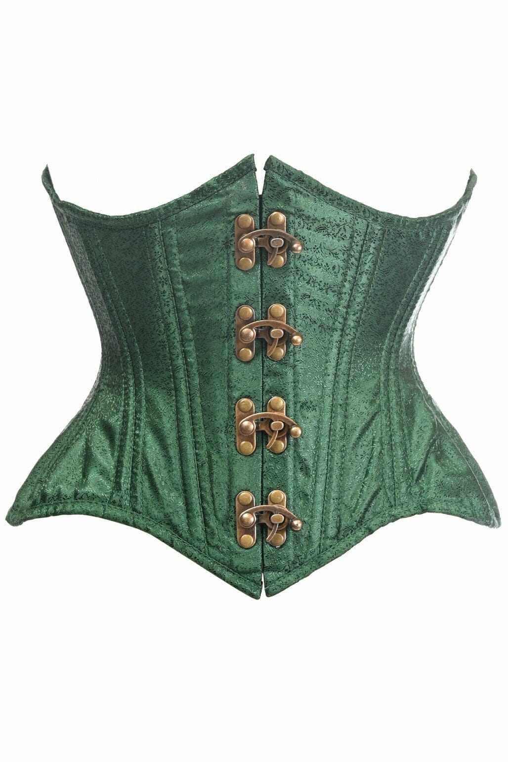 Daisy Corsets Top Drawer Double Steel Boned Green Brocade Curvy Underbust Corset in Green  from SexyShoes.com