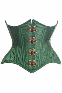 Daisy Corsets Top Drawer Double Steel Boned Green Brocade Curvy Underbust Corset in Green  from SexyShoes.com